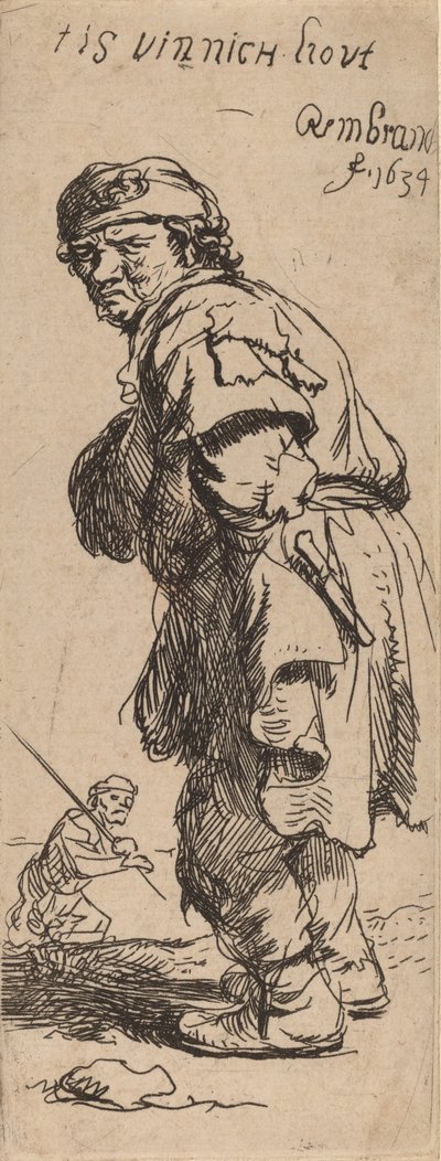 Un paysan criant : il fait un froid mordant - Rembrandt van Rijn
