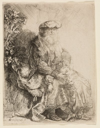 Abraham caressant Isaac - Rembrandt van Rijn