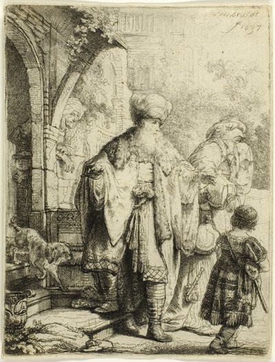 Abraham chassant Agar et Ismaël - Rembrandt van Rijn