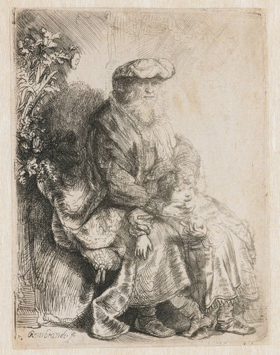 Abraham caressant Isaac - Rembrandt van Rijn