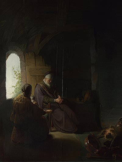 Anne et le Tobie aveugle - Rembrandt van Rijn
