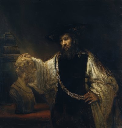 Aristote devant le buste d