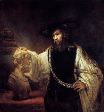 Aristote devant le buste d