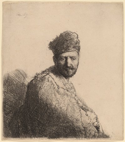 Homme barbu, en bonnet et robe orientale fourrés: le père de l