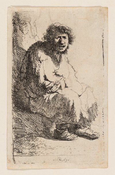 Mendiant assis sur une berge - Rembrandt van Rijn