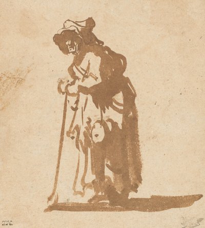 Mendiante appuyée sur un bâton, 1628-1630 - Rembrandt van Rijn