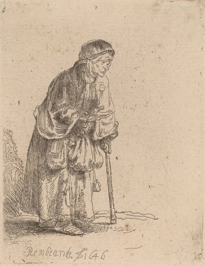 Mendiante appuyée sur un bâton, 1646 - Rembrandt van Rijn