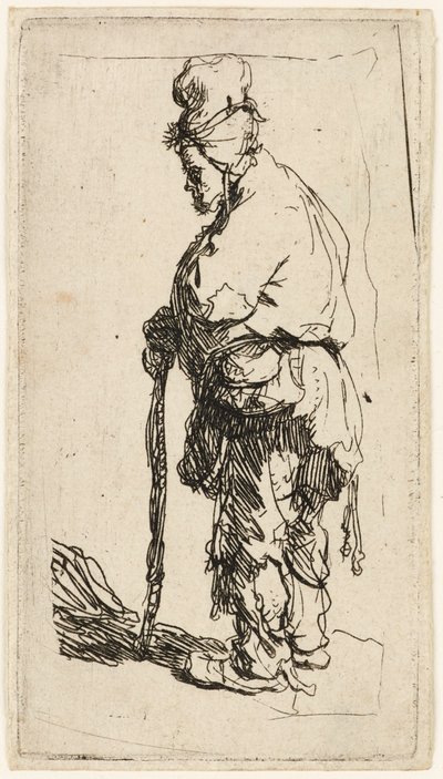 Mendiant appuyé sur un bâton, vers 1630 - Rembrandt van Rijn