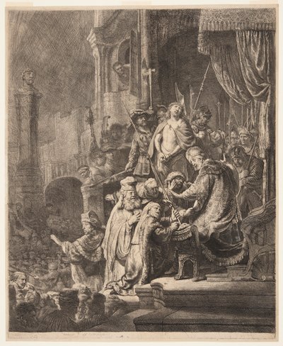 Le Christ devant Pilate : La grande plaque - Rembrandt van Rijn