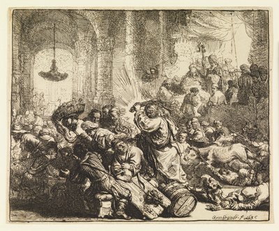Christ chassant les marchands du temple - Rembrandt van Rijn