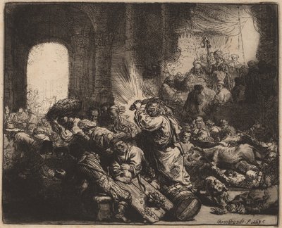 Le Christ chassant les marchands du temple - Rembrandt van Rijn