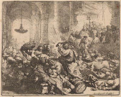 Le Christ chassant les marchands du temple - Rembrandt van Rijn