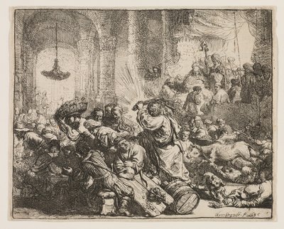 Christ chassant les marchands du Temple - Rembrandt van Rijn