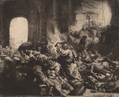 Christ chassant les marchands du temple, 1635 - Rembrandt van Rijn