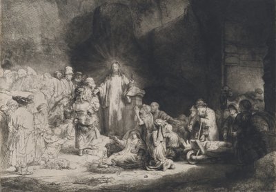 Le Christ prêchant La gravure des Cent Florins, vers 1643-1649 - Rembrandt van Rijn
