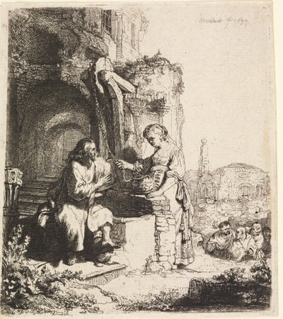 Le Christ et la femme de Samarie parmi les ruines - Rembrandt van Rijn