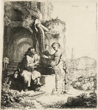 Le Christ et la Femme de Samarie parmi les Ruines [Jean 4:5-20], 1634 - Rembrandt van Rijn