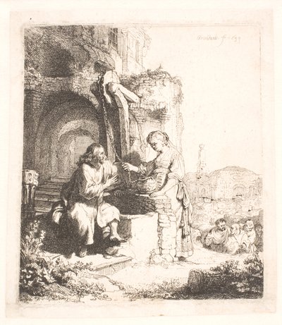 Christ et la femme de Samarie : parmi les ruines - Rembrandt van Rijn