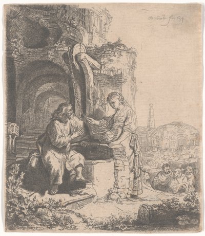 Le Christ et la femme de Samarie parmi les ruines, 1634 - Rembrandt van Rijn