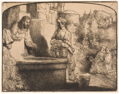Christ et la femme de Samarie : une gravure en arc - Rembrandt van Rijn