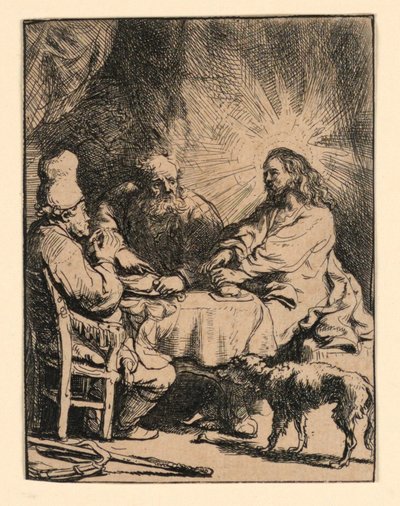 Le Christ à Emmaüs : La petite plaque - Rembrandt van Rijn