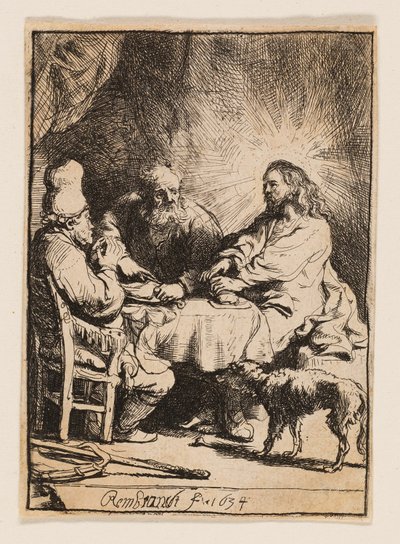 Le Christ à Emmaüs : La Petite Planche - Rembrandt van Rijn