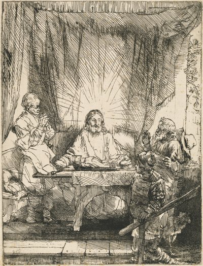 Le Christ à Emmaüs : la grande plaque - Rembrandt van Rijn