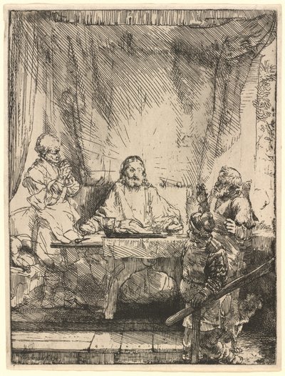 Christ à Emmaüs : la grande plaque - Rembrandt van Rijn