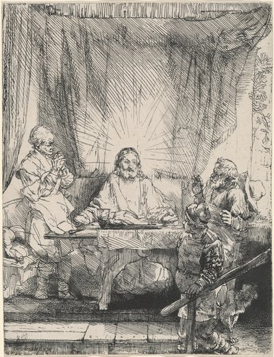 Le Christ à Emmaüs : la grande planche - Rembrandt van Rijn