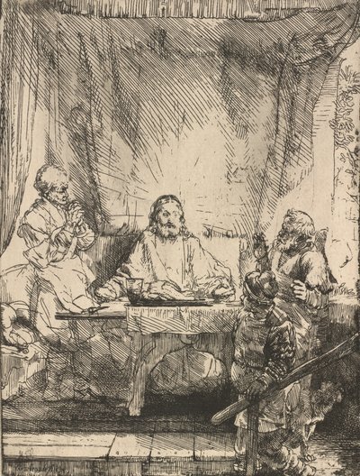 Christ à Emmaüs (la grande plaque) - Rembrandt van Rijn