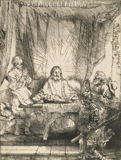 Le Christ à Emmaüs : la grande plaque - Rembrandt van Rijn