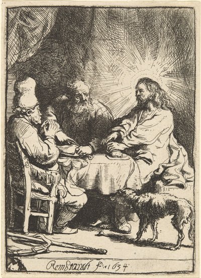 Le Christ à Emmaüs : la plus petite plaque - Rembrandt van Rijn