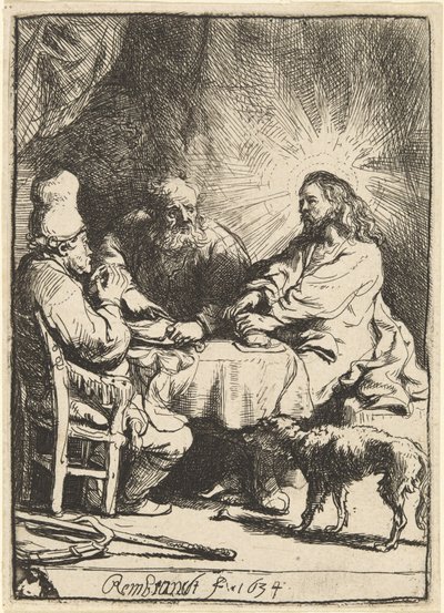 Le Christ à Emmaüs : le petit plateau - Rembrandt van Rijn