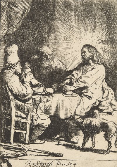 Christ à Emmaüs : la plus petite plaque - Rembrandt van Rijn