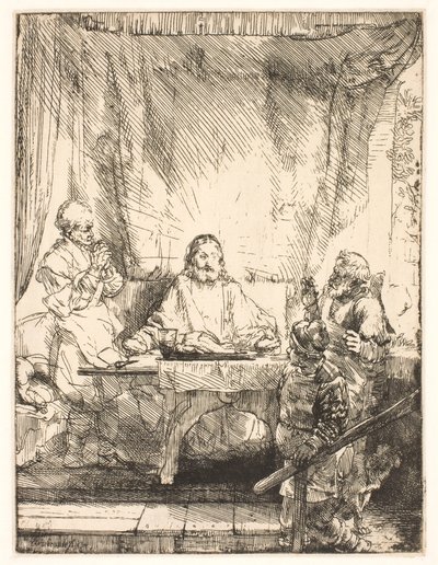 Le Christ à Emmaüs : la grande plaque - Rembrandt van Rijn