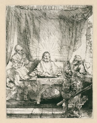 Le Christ à Emmaüs (la grande planche) - Rembrandt van Rijn