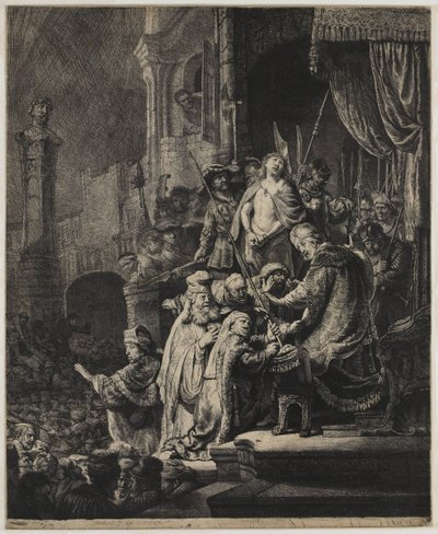 Christ devant Pilate : grande plaque - Rembrandt van Rijn