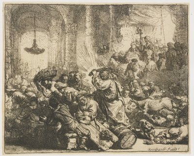 Christ chassant les marchands du temple - Rembrandt van Rijn