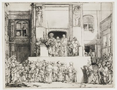 Le Christ présenté au peuple : assiette rectangulaire - Rembrandt van Rijn