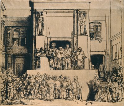 Christ présenté au peuple: plaque oblongue - Rembrandt van Rijn