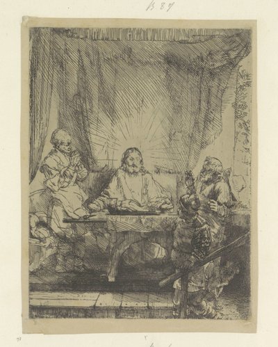 Le Christ à Emmaüs : grande plaque - Rembrandt van Rijn