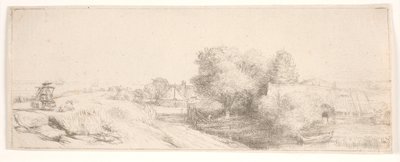 Contre-épreuve de « Paysage avec un laitier » - Rembrandt van Rijn