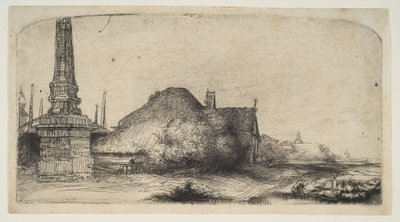 Cottage et borne sur le Spaarndammerdijk, vers 1650 - Rembrandt van Rijn