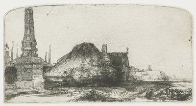 Chalet et borne de délimitation sur le Spaarndammerdijk (« L