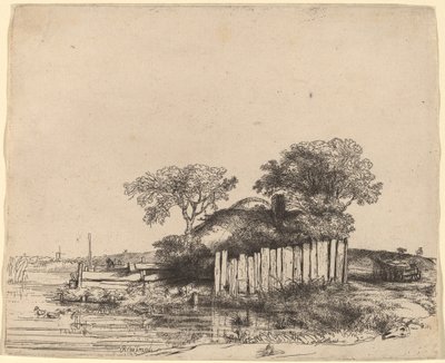 Cottage avec une palissade blanche - Rembrandt van Rijn