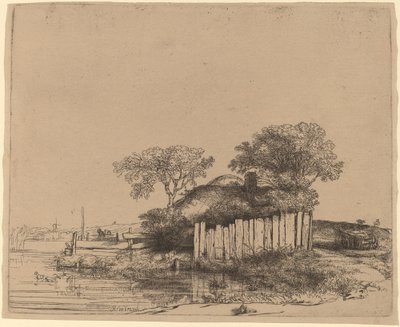 Cottage avec une palissade blanche - Rembrandt van Rijn
