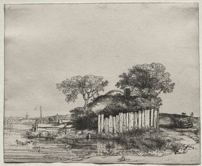 Cottage avec une palissade blanche - Rembrandt van Rijn