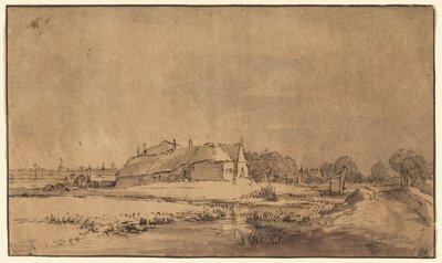 Cottages et grange au bord d