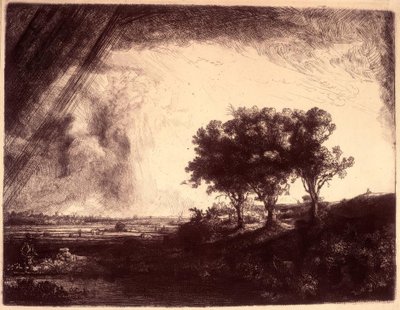Le paysage avec les trois arbres - Rembrandt van Rijn