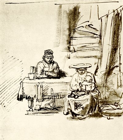 Scène de famille - Rembrandt van Rijn
